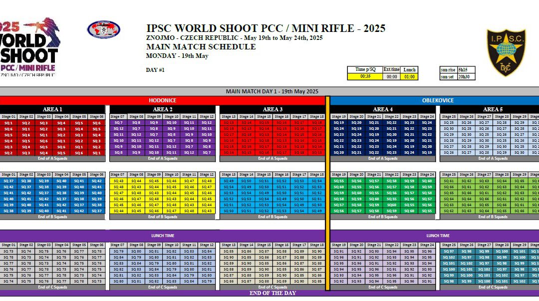 MAIN MATCH SCHEDULE – May 10 Update